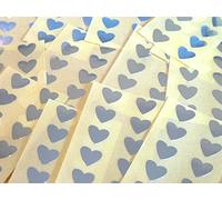 130 Labels, 13x12mm Hearts, Shiny Silver, Colour Code Stickers, Self-Adhesive Sticky Coloured Hearts