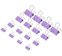 130 Pack Macaron Purple Binder Clips Assorted Sizes, Large Medium Small Mini 4 Sizes Mix, Paper Clamps Metal Paper Clips Set for Office School Home Business Supplies