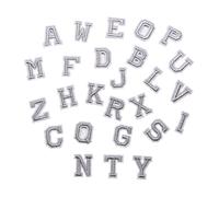 130 Pcs 2 cm Small Iron on Letter Patches Embroidered Alphabet A - Z Patches Embroidery Decorate Repair Patch Capital Letter Decorative Patch Appliques Sew on Letters for Hat Socks Jeans Silver