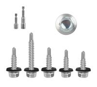 130 Pcs M4.8x16mm Roofing Screws, Hex Washer Head Self Drilling Sheet to Timber TEK Roofing Screw with Washers, Hex Head Timber Screws for Metal Wood Corrugated Roof Fixings