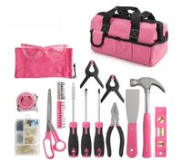 130-Piece Kids' Tool Kit with Real Alloy Tools - Pink Educational DIY Set for Family Activities, Includes Storage Case for Home & Workshop Use