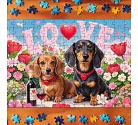 130 Piece Valentine's Day Puzzle Set - Family Game for Valentine's Day Celebrations Perfect for Couples and Kids Indoor Activity (Red, 21X30CM)