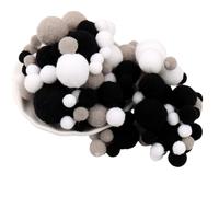 130 Pieces Assorted Sizes Pom Poms White and Black Series Arts Crafts Pompoms Balls for Hobby Supplies and Creative Craft DIY Material