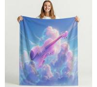 130 x 150 cm Throw Blanket Fluffy Comfy, Luxury Dreamy Pink Blankets Super Soft Cozy and Warm Perfect Choice for Winter, Lightweight Fantasy Violin Clouds Surreal Fleece Blankets