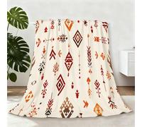 130 x 150 cm Throw Blanket, Reversible Soft Traditional Geometric Arrow Star Print Flannel Fleece Blankets, Khaki for Women Girl Gifts Cozy Fuzzy - throw for Sofa Couch Bed Home Decor