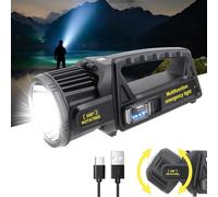 1300000 L Spotlight, Rechargeable Led Spotlight Flashlight with 350° Rotate Head, 9 Modes Super Bright Spot Lights Outdoor Handheld, IPX6 Waterproof Solar Flashlight for Emergencies