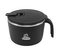 1300ml Seal Drain Soup Mug with Lid Phone Holder, Stainless Steel Instant Noodle Bowl, Double Layer Soup Bowl, Instant Noodle Cooker, Thermal Lunch Box Container for Home Kitchen Office(Black)