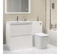 1300mm White Toilet and Sink Unit with Square Toilet - Pendle