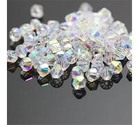 1300pcs 3mm Bicone Crystal Beads Colorful Glass Beads for Jewelry Beading Supplies Handmade Crafts DIY Beading Projects, Bracelets, Necklaces, Earrings Jewelries (White ab)
