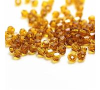 1300pcs 3mm Bicone Crystal Beads Colorful Glass Beads for Jewelry Beading Supplies Handmade Crafts DIY Beading Projects, Bracelets, Necklaces, Earrings Jewelries (Golden)