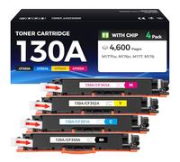 130A Toner Cartridge with Chip, Replacement for HP 130A CF350A CF351A CF352A CF353A Toner Cartridge, Compatible with Color Laserjet Pro MFP M176n, M177fw Printer (4-Pack Black Cyan Magenta Yellow)