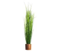 130cm Artificial Extra Large Grass Plant with Copper Metal Plater Leaf Green One Size