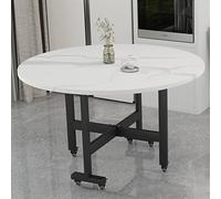 130cm Foldable Round Dining Table - Space-Saving Extendable Drop-Leaf Table for Small Spaces Perfect for Kitchen Living Room Bedroom - Multifunctional Design
