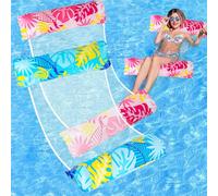 130cm Inflatable Pool Floats Hammock 2 PCS 4-in-1 Multi-Purpose Float Bed Raft Recliner Beach Hot Tub Mat (Saddle, Chair, Hammock, Drifter) Swimming Chair, Pool Inflatable Toys for Adults