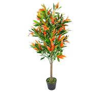 130cm Leaf Realistic Red Robin Artificial Ficus Tree Photinia Red Green