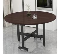 130cm Round Drop Leaf Dining Table on Wheels Versatile Collapsible Kitchen & Office Desk Space-Saving Extension Table for Dining Work and Small Spaces