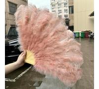 130CM White Big Ostrich Feather Fan Fluffy 13 Bone Handheld Carnival Belly Dance Stage Performance Feather Fan Plumes DIY Crafts-52-Big Fan 2PCS