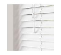 130Cm White Gloss Faux Wood Venetian With Strings 120Cm Drop