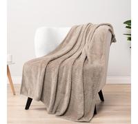 (130cm x 150cm , Taupe) - Premium Flannel Fleece Throw Blanket by Pavilia Super Soft, Cosy, Lightweight, Silky for All Season Use Beautiful Chevron, Leaf Pattern (Taupe, 130cm x 150cm )