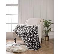 130cm x 180cm Leopard Print Flannel Sherpa Reversible Throw - Grey