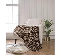 130cm x 180cm Leopard Print Flannel Sherpa Reversible Throw - Natural