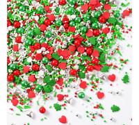 130g Christmas Sprinkles Red Green White Metallic Silver Sprinkles Edible Christmas Tree Heart Pearls for Cake Decorating Cupcake Toppers Decor On Themed Party Cakes And Bakes 100s 1000s