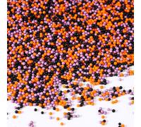 130g Halloween Edible Pearls for Cake Decorating, Black Purple Orange Cake Sprinkles, Wicked Sugar Balls Mix for Cupcake Topper Baking Decorations On Halloween Themed Party Cakes And Bakes