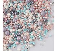 130g Mermaid Cake Sprinkles Mix, Pink Purple Blue White Edible Pearls for Cake Decorating, Edible Pearl Sprinkles for Cupcake Topper Cake Decorations On Baby Shower Birthday Wedding Party