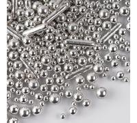 130g Silver Cake Sprinkles, Edible Pearls for Cake Decorating, Edible Sugar Balls Rods for Cupcake Topper Cake Decorations On Baby Shower Birthday Wedding Christenings & Parties