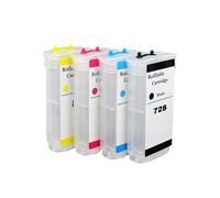 130ML 728 Refillable Refill Ink Cartridge with Chip for HP728 728 DesignJet T730 T830 Printer(1 SET)