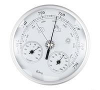 130MM 3 In 1 Weather Station Thermometer, Hygrometer And Barometer Silver Aluminum Frame Indoor And Outdoor Environmental Monitoring