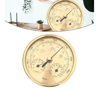 130mm 3-in-1 Weather Station with Thermometer Hygrometer and Barometer, Mechanical Indoor Weather Forecast Instrument, Metal Housing No Battery Required