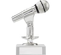 130mm Silver Microphone Trophy,Award,Karaoke,Music,Singing,FREE engraving upto 60 characters