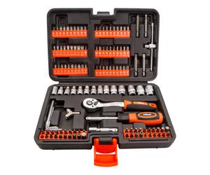 130pc 1/4" Dr. Ratchet Socket & Bit Set in Blow Case Rolson Branded