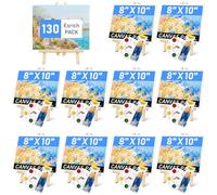 130PCS Canvas with Easel Set, Paint and Sip Kit for Adults,Paint Brushes Canvas Panel Painting Kit,Painting Supplies Kit for Kids, Artists and Beginners to Painting Party