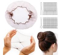 130PCS Hair Nets Set Invisible Elastic Hair Nets for Women U-Shaped Hair Pins for Ballerina Buns - 30pcs Brown Nets (12, 24 Inch) and 50 U-Hair Pins 50pcs Bobby Pins,2 Size Brown