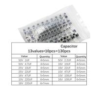130pcs/LOT 1uF-220uF SMD Aluminum Electrolytic Capacitor Assorted Kit Set, 13values*10pcs=130pcs Samples Kit BIANMTSW