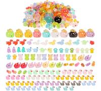 130pcs Luminous Mini Resin Animals Mini Resin Animals Set Turtle Rabbit Duck Dinosaur for Garden Home Dollhouse Aquarium Landscape Décor (130pcs)