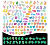 130PCS Mini Luminous Resin Animals，11 Styles Tiny Resin Animals Mixed Glow in the Dark, Small Plastic Animal Figures for Miniature Dollhouse Plant Decorations Decor Micro Landscape Fairy Garden