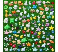 130pcs Mini Resin Animals, 41 Styles Mixed Tiny Resin Animals Miniature Figurines Glass Animal for Dollhouse Fairy Garden Kit Accessories Aquarium Decor Micro Landscape Ornaments Potted Plant Crafts