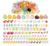130Pcs Mini Resin Animals Luminous Mini Resin Animals Set Turtle Rabbit Duck Dinosaur for Garden Home Dollhouse Aquarium Landscape Décor (130pcs)