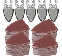 130Pcs Oscillating Tool Detail Sanding Pads Kit, 5Pcs Finger Sanding Pads, 125Pcs Sandpaper, 60/80/120/180/240 Grits Hook & Loop Multitool Sandpaper for Wood/Plaster Other Surfaces Polish Sanding