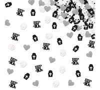 130pcs Rip 40s Confetti, Death to My 40s Table Confetti, Black&Silver Glitter Gothic Skull Cheers to 50 Years Table Scatter, Funeral for My Youth 50th Birthday Party Decoration