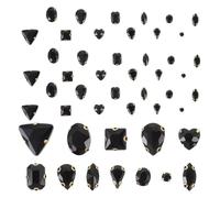 130Pcs Sew on Glass Rhinestones for Clothes, Multi Shape DIY Craft Gems | Black Glitter Texture, 1.7x1.4x0.5cm Pieces, Easy Garment Embellishment for Skirts and Jewellery Making