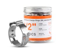 130PCS Stainless Steel Single Ear Hose Clamps 1/2 Inch PEX Cinch Clamps for Pex Tubing Pipes Fitting Connections(1/2 inch)