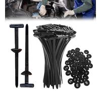 130PCS Universal Nylon Cable Tie Buckles - Self-Locking Nylon Cable Ties & Bumper Retainer Clips - Plastic Rivets for Car Repairs, Wire Management & Quick Fixes - Durable Automotive Fasteners Set