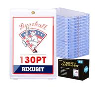 130pt Magnetic Card-Holders for Trading Cards - 15-Pack One Touch Card Case with Stronger Magnet, UV Protection， Card Protectors Hard Plastic, Card Sleeves Display Case for Baseball Card Sports Cards