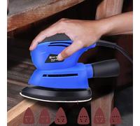 130W Electric Detail Sander with Dust Collection, 6Pcs Sanding Pads, 6 Speeds Adjustable 12000RPM Palm Sander for Wood, Compact Random Orbital Sanders, Wood Hand Sanding Machine, 2M Power Cord, Blue