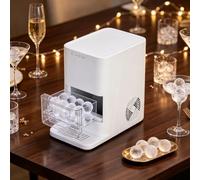 130W Portable Countertop Ball ice Maker,with Automatic Cleaning Function&Transparent Window,2 pcs in 60 Mins, Ice Storage Capacity 8-10 Pcs,for Home