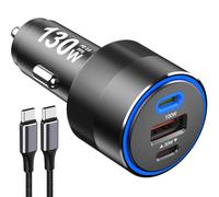 130W USB C Car Charger 3 Port 100W PD3.0/QC4.0/PPS Super Fast Charging Car Charger Adapter with 100W USB C Cable for iPhone 15/14/13 Pro Max, Galaxy S24/S23/S22 Ultra, MacBook Air, iPad, Tablet Laptop